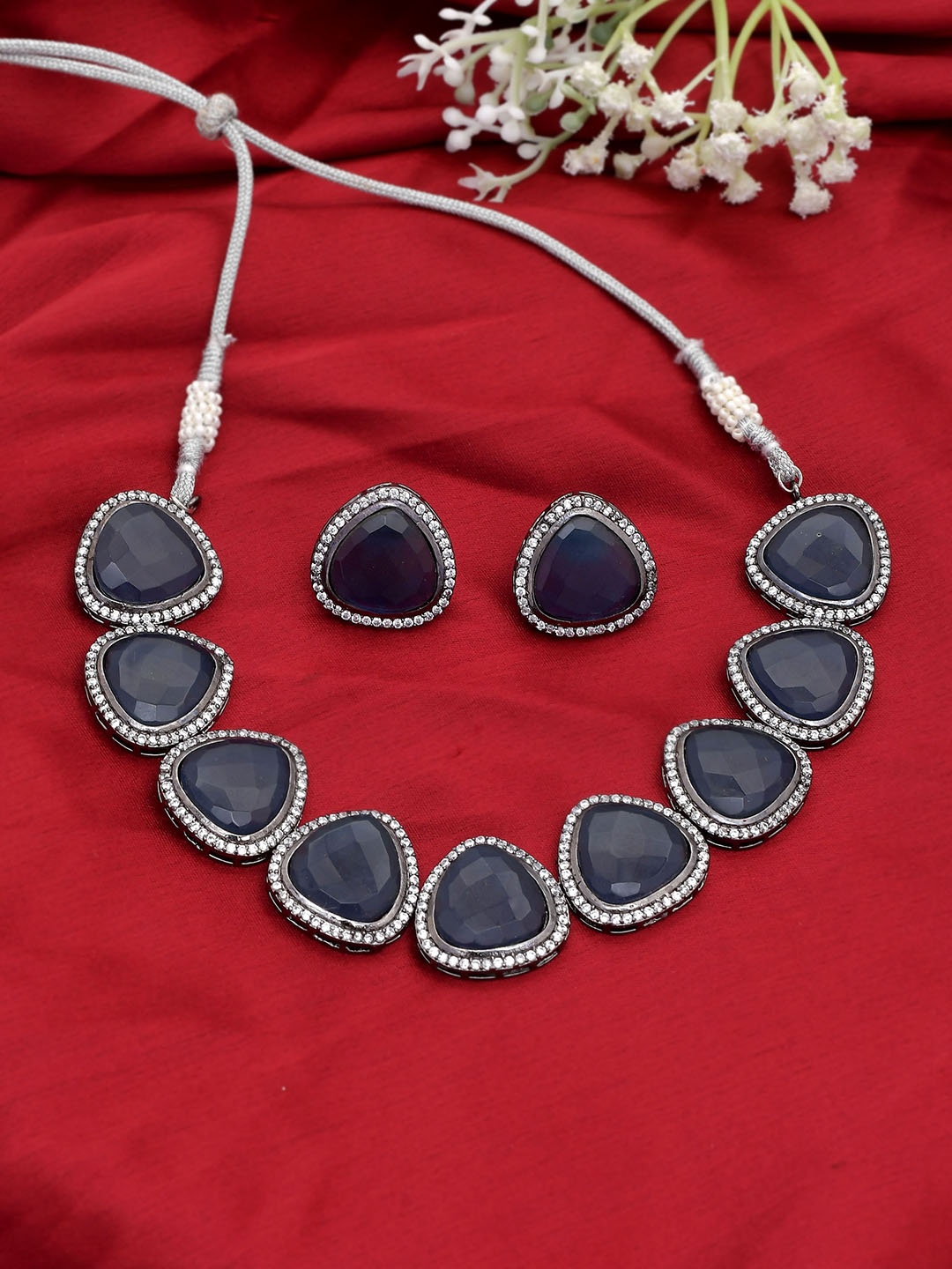 

Silvermerc Designs Silver-Plated Stone-Studded Jewellery Set