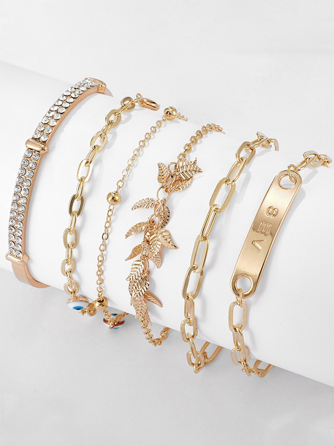 

YouBella Gold-Plated Stone Studded Link Bracelet