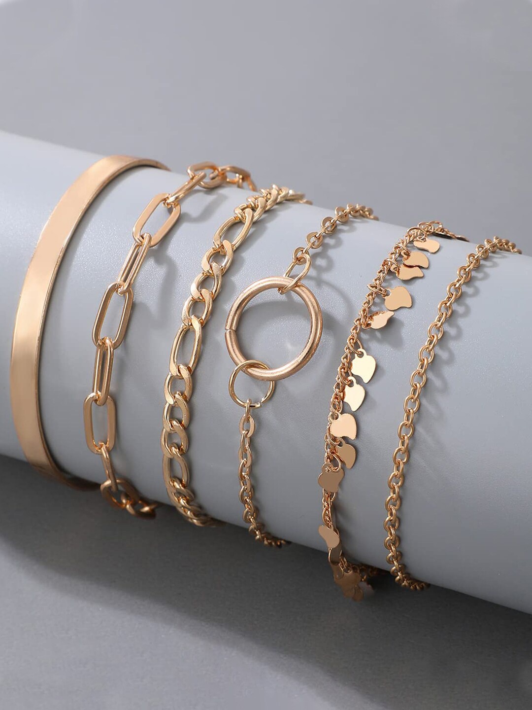 

DressBerry Set of 6 Gold Toned Gold-Plated Wraparound Bracelet