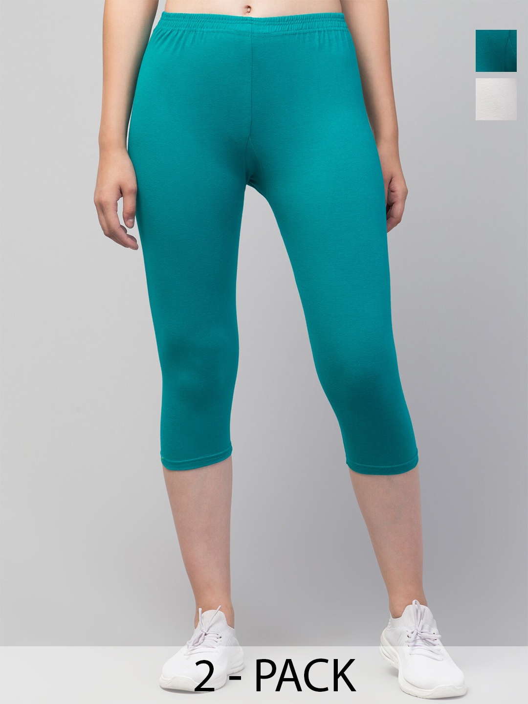 

A-Okay Pack Of 2 Mid Rise Skinny Fit Capris, White