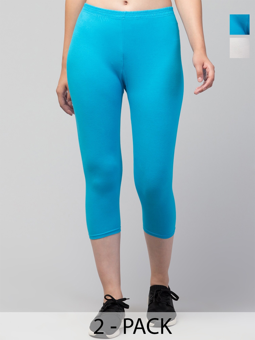 

A-Okay Pack of 2 Skinny Fit Mid-Rise Capris, White