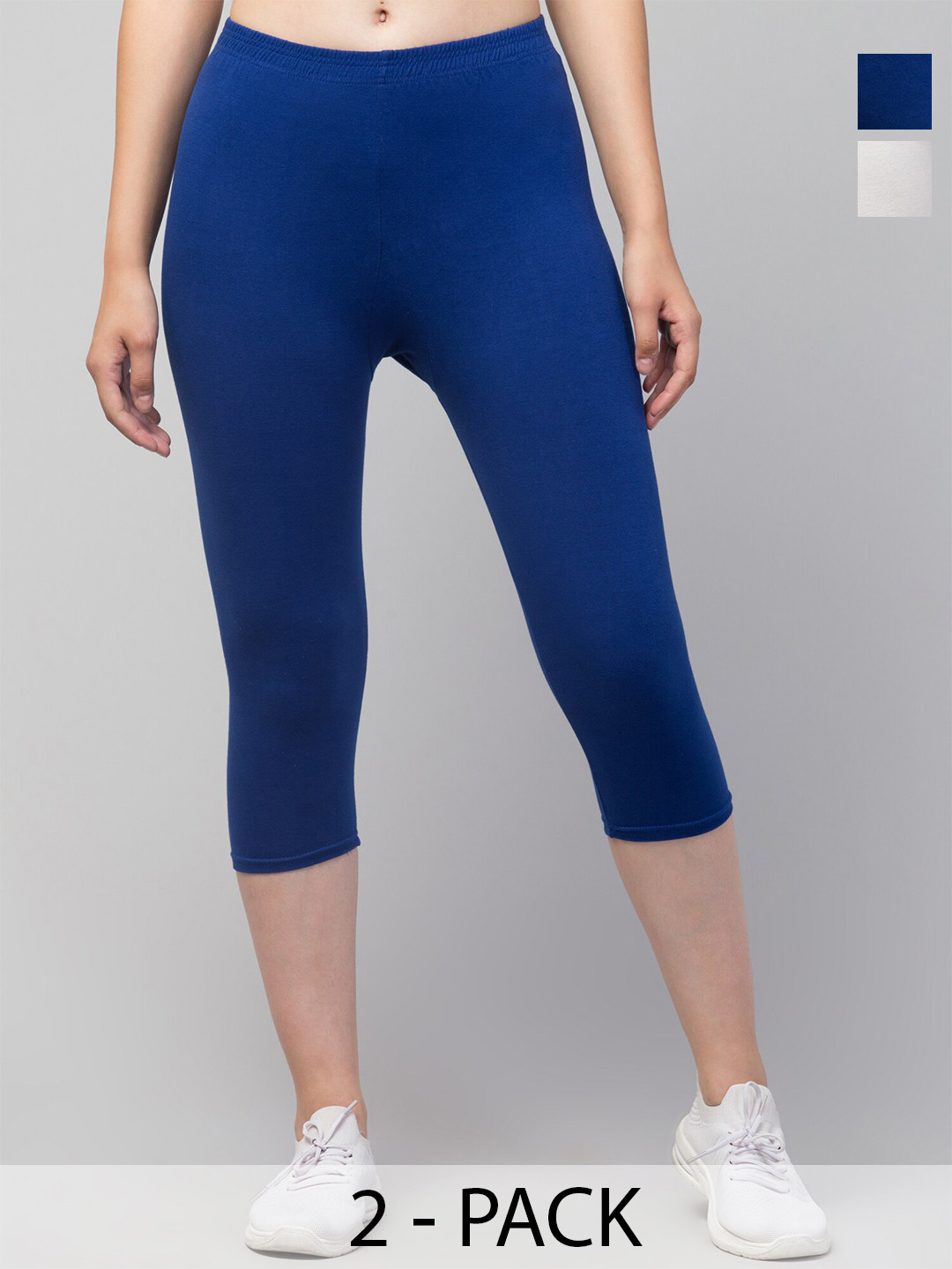 

A-Okay Pack of 2 Skinny Fit Mid-Rise Capris, White