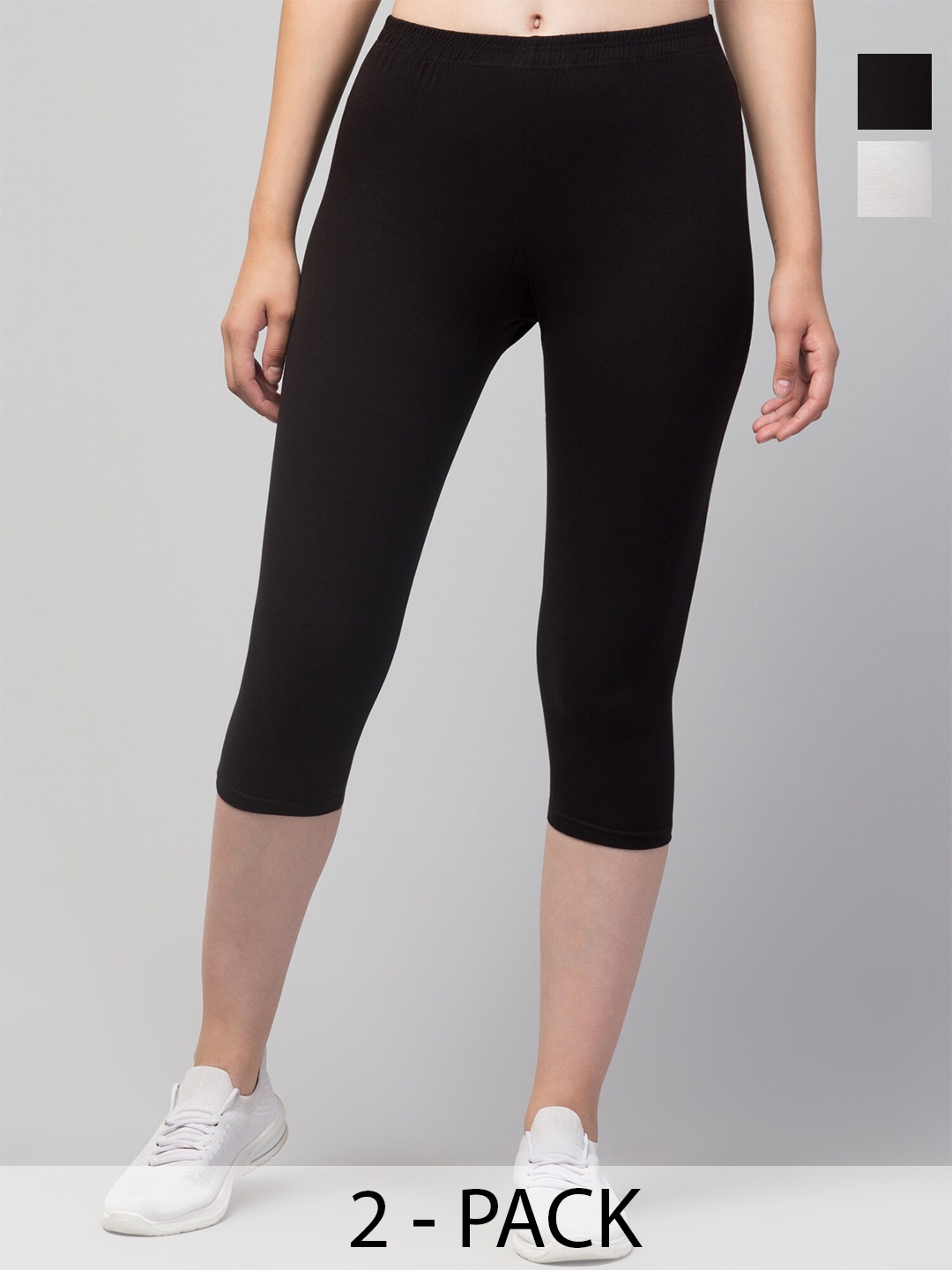 

A-Okay Pack Of 2 Skinny Fit Moisture Absorbent Capris, Black