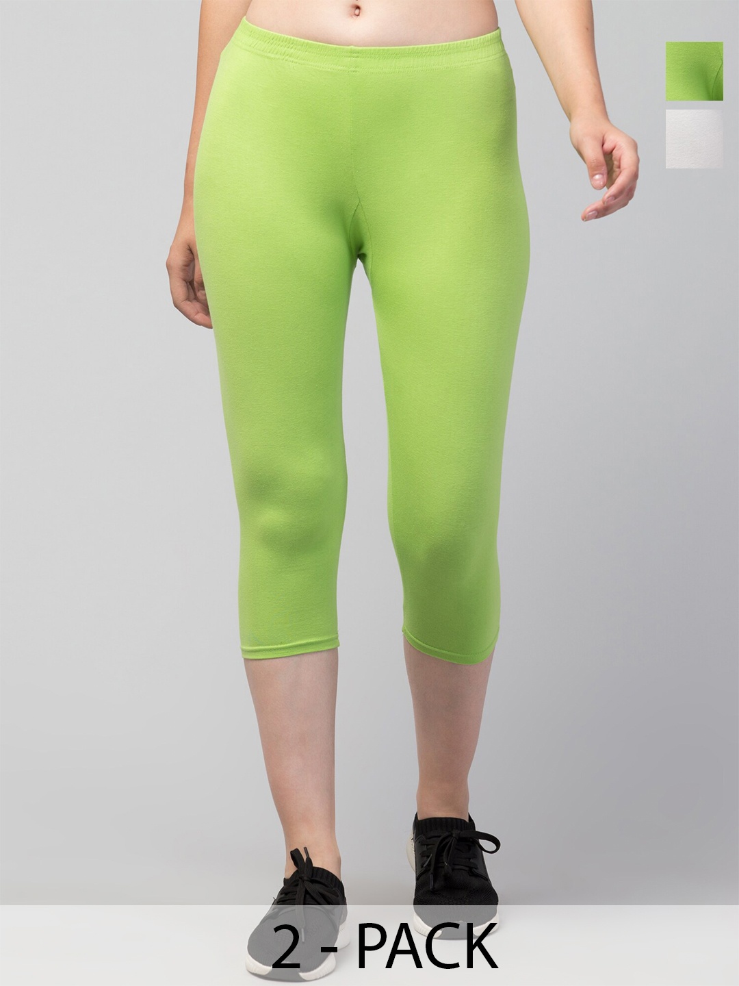 

A-Okay Pack Of 2 Skinny Fit Moisture Absorbent Capris, Green