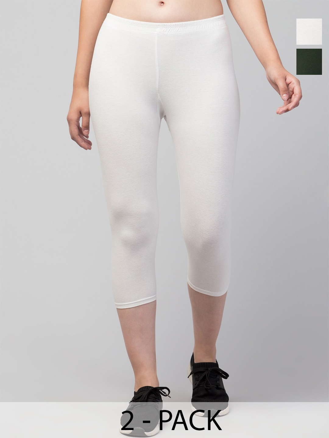 

A-Okay Pack of 2 Skinny Fit Capris, White