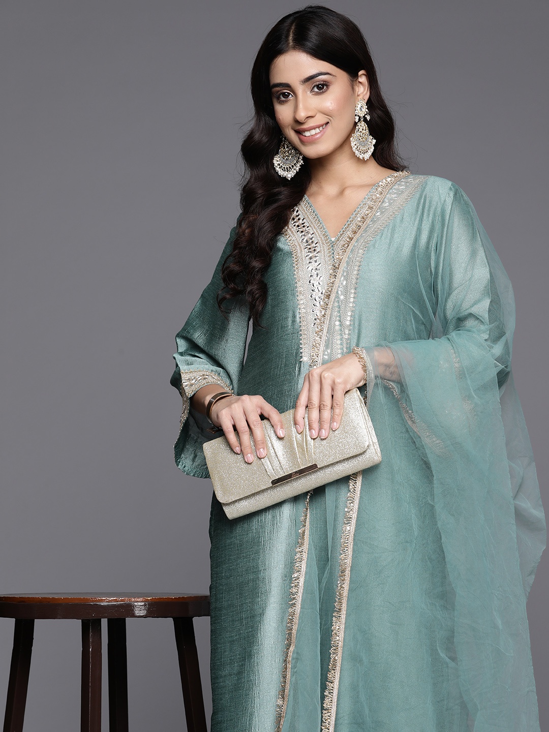 

Varanga Zari Kurta with Palazzos & Dupatta, Blue