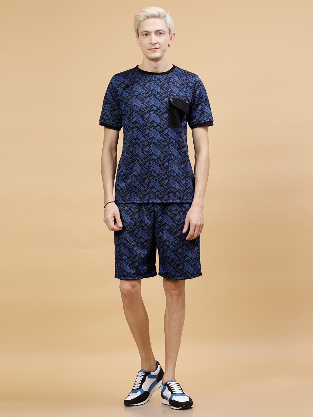 

Rigo Printed T-shirt With Shorts Co-ords Set, Blue