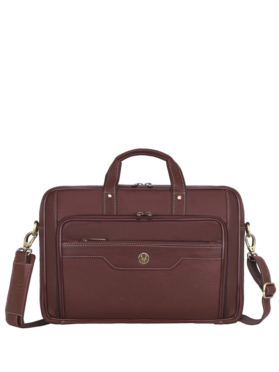 

WildHorn Men Textured Leather Laptop Bag, Maroon