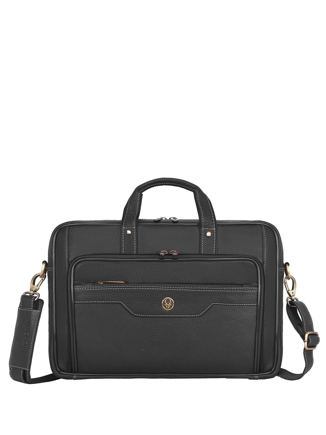 

WildHorn Textured Leather Laptop Bag, Black