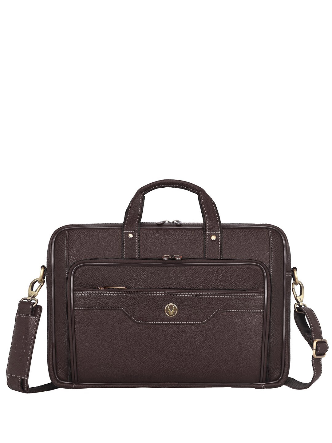 

WildHorn Men Textured Leather Laptop Bag, Brown