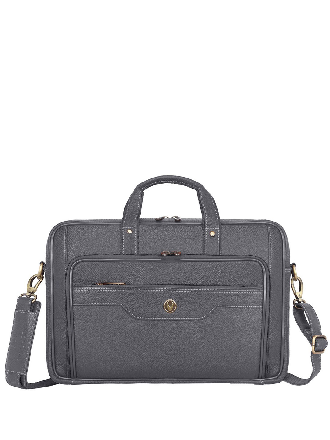 

WildHorn Textured Leather Laptop Bag, Grey