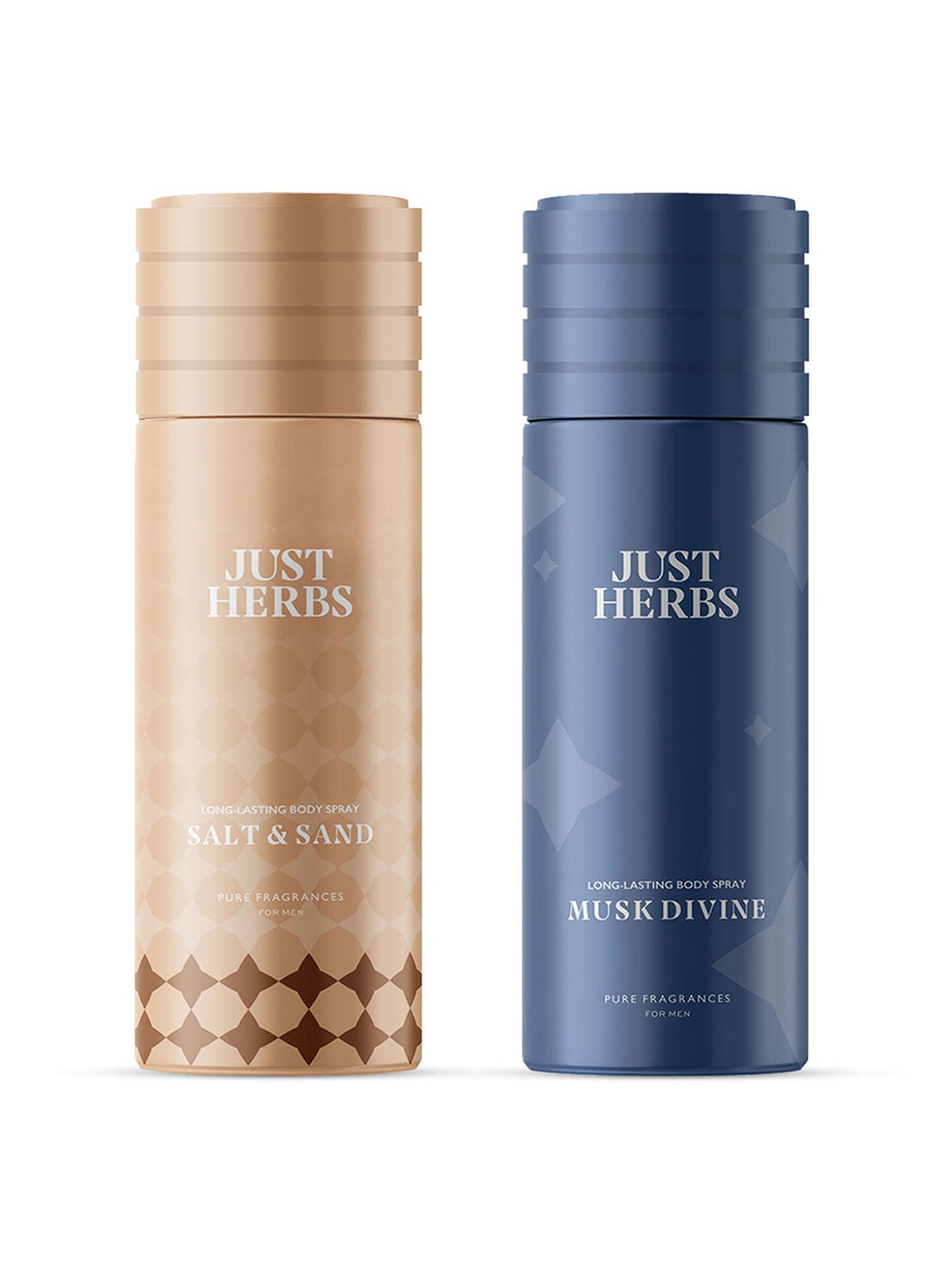

Just Herbs Men Set of 2 Deodorants 150 ml Each - Salt & Sand & Musk Divine, Beige