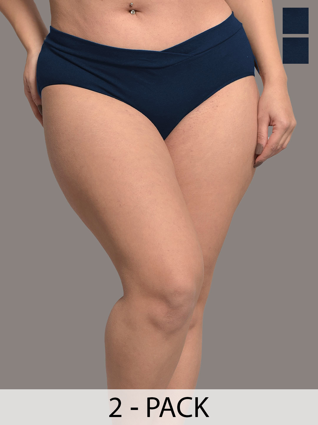

Inner Sense Plus Size Pack Of 2 Cotton Maternity Briefs, Navy blue