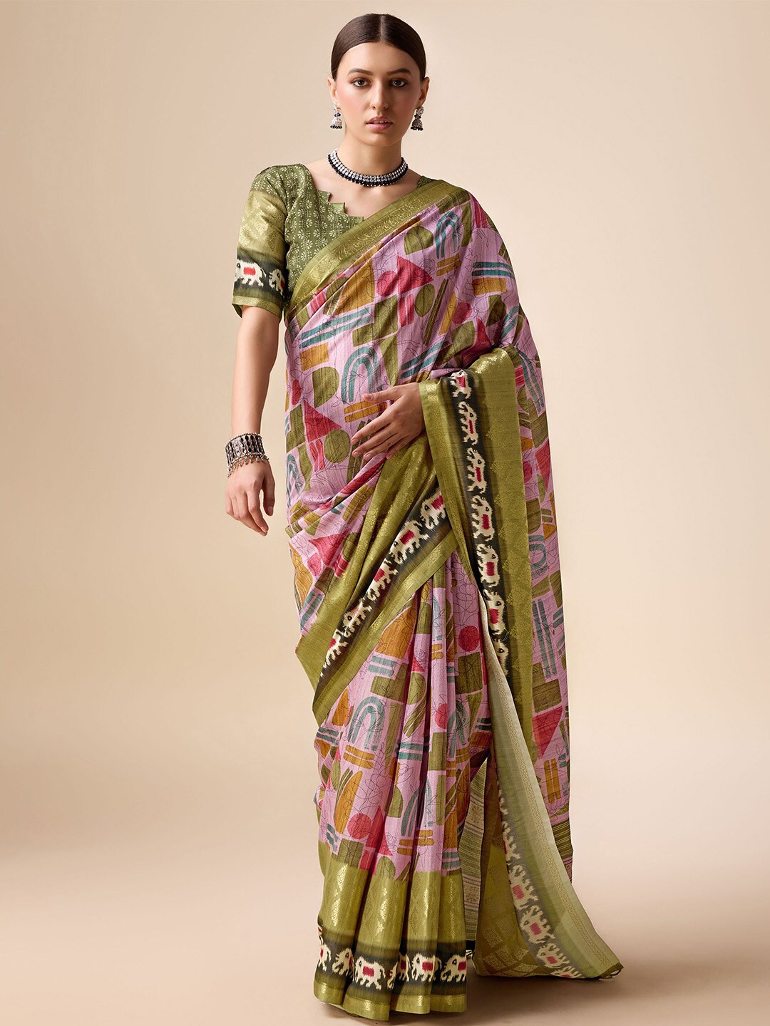 

Ishin Ethnic Motifs Zari Tussar Saree, Purple