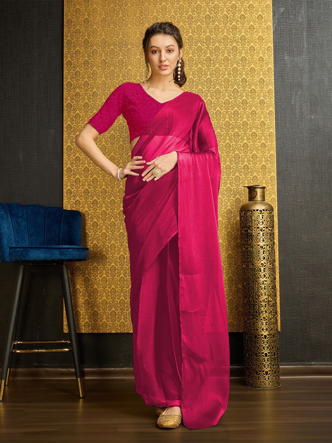 

Ishin Organza Ready to Wear Saree, Magenta