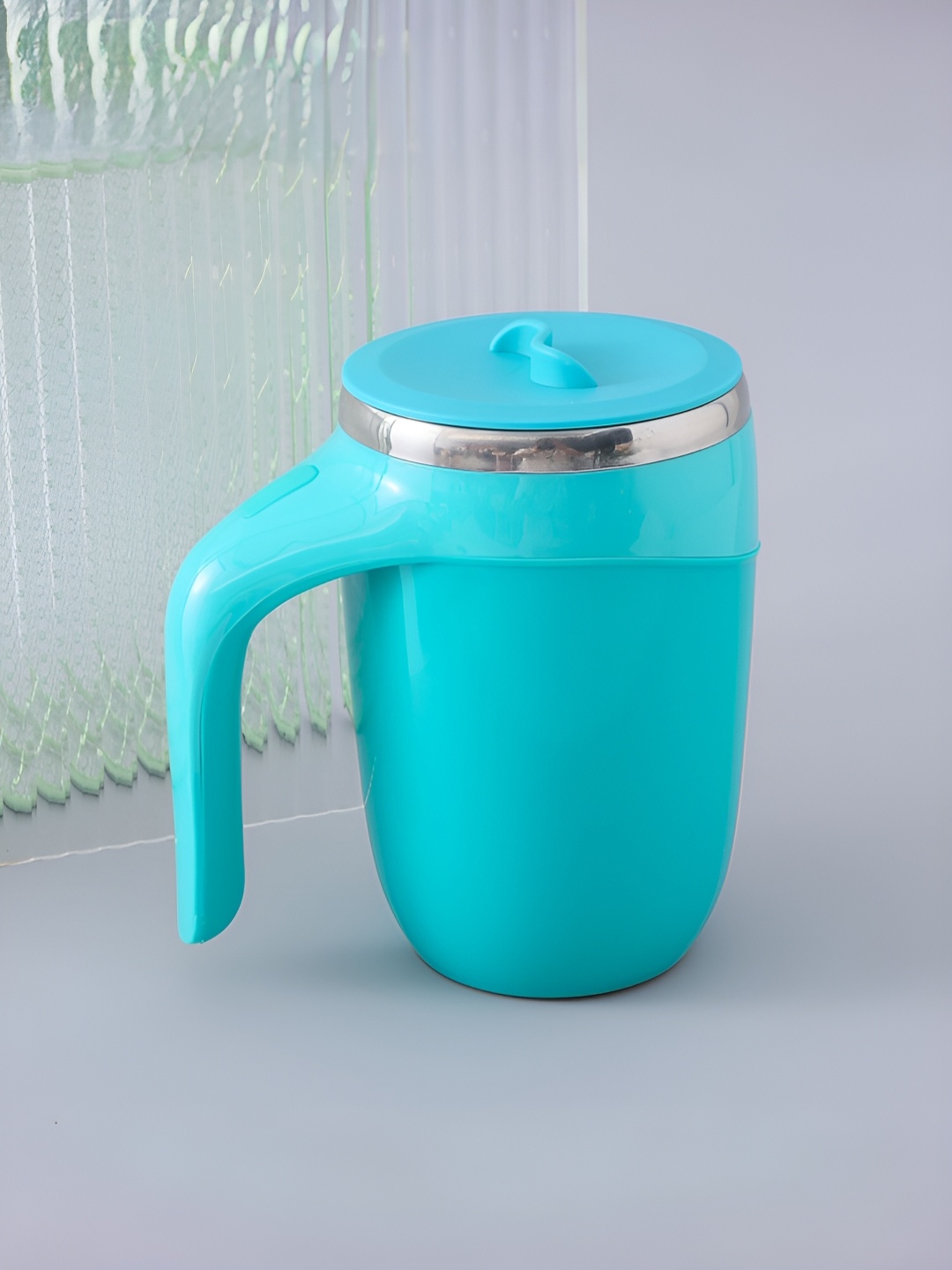 

The Better Home Blue Stainless Steel Matte Finish Coffee Mug With Lid 500 ml