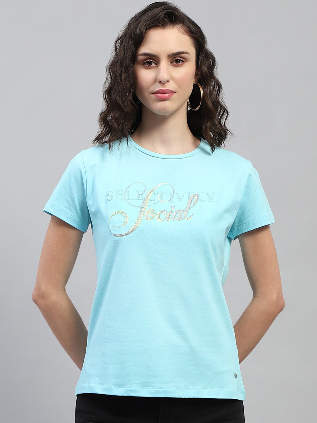 

Monte Carlo Typography Printed Round Neck T-shirt, Blue