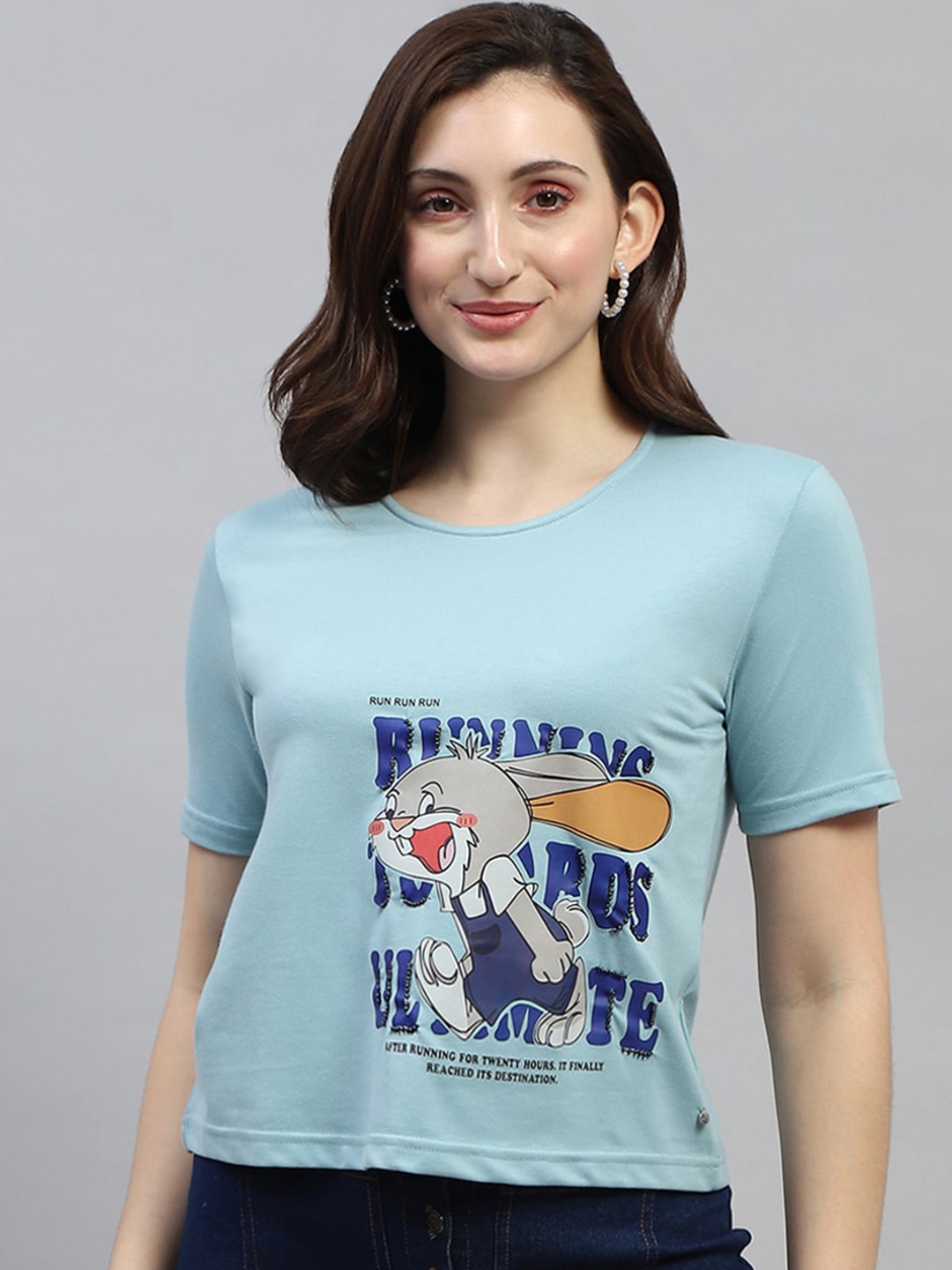 

Monte Carlo Graphic Printed Round Neck T-shirt, Blue