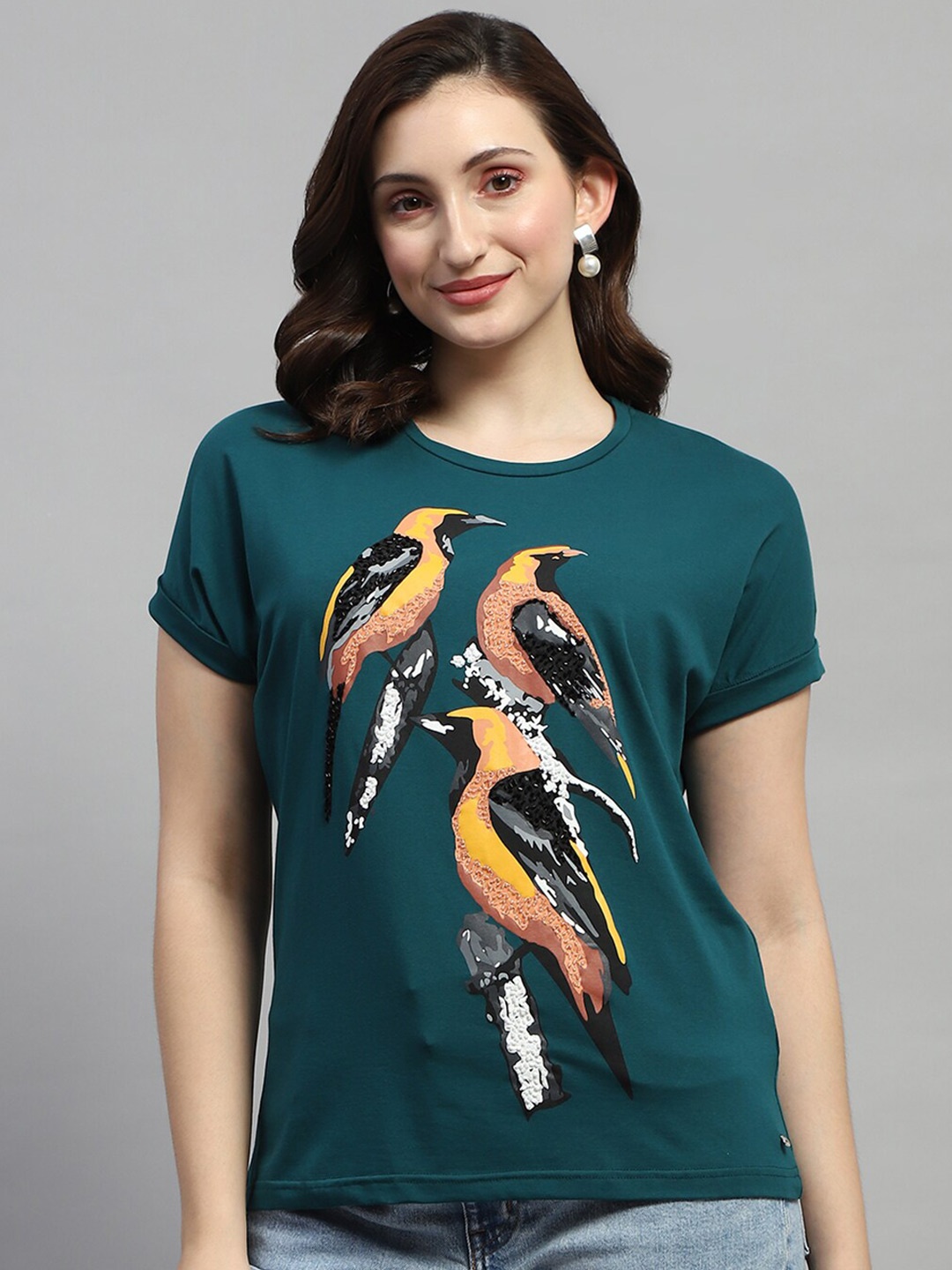 

Monte Carlo Graphic Printed Round Neck T-shirt, Green