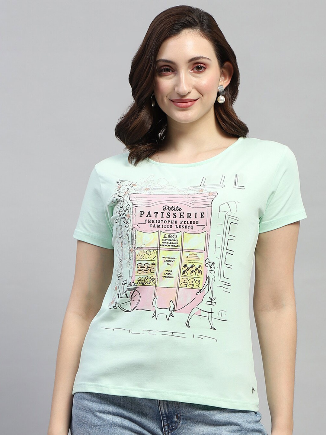 

Monte Carlo Graphic Printed Round Neck T-shirt, Green