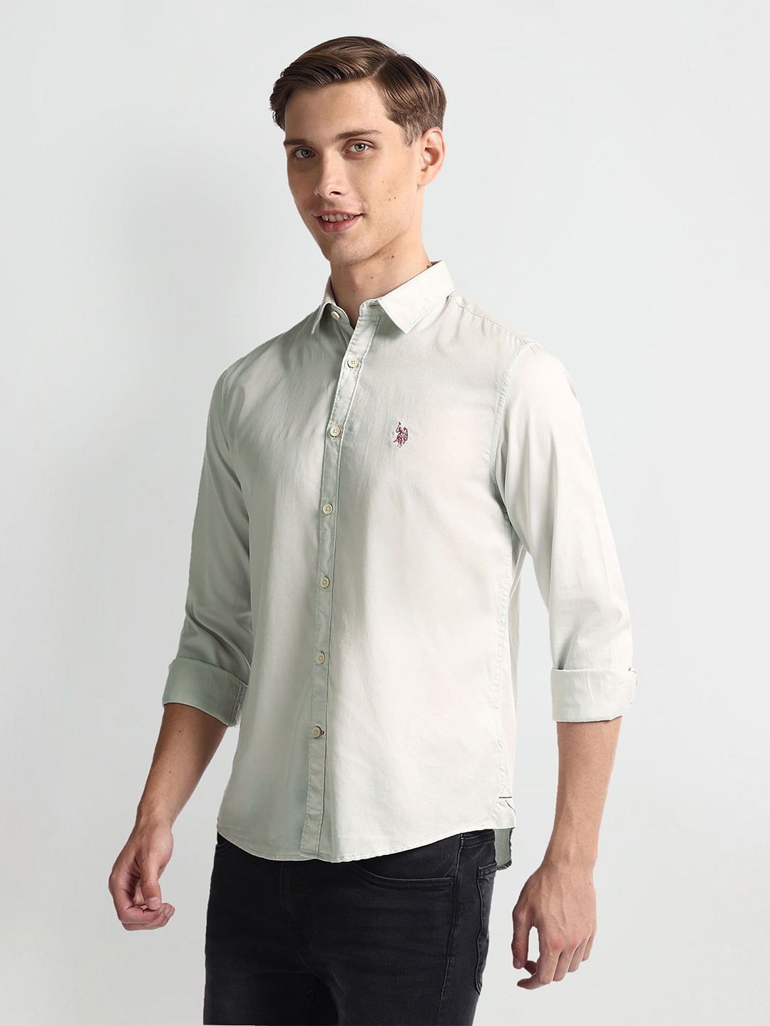 

U.S. Polo Assn. Denim Co. Slim Fit Cotton Casual Shirt, Green