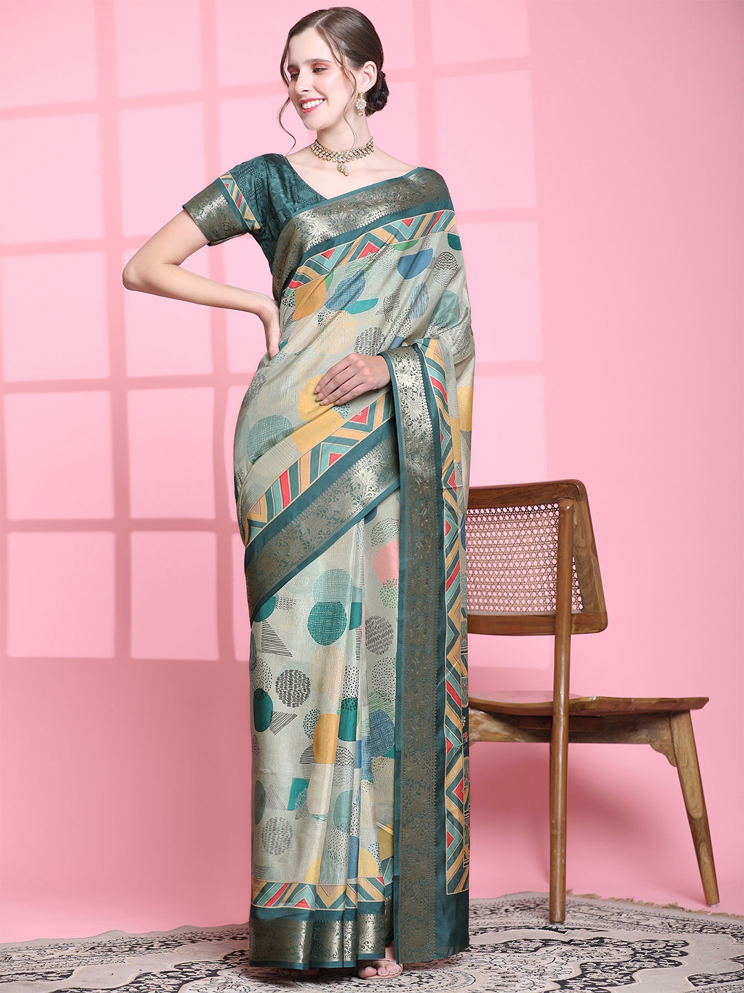 

PRATIBIMB Zari Pure Silk Saree, Blue