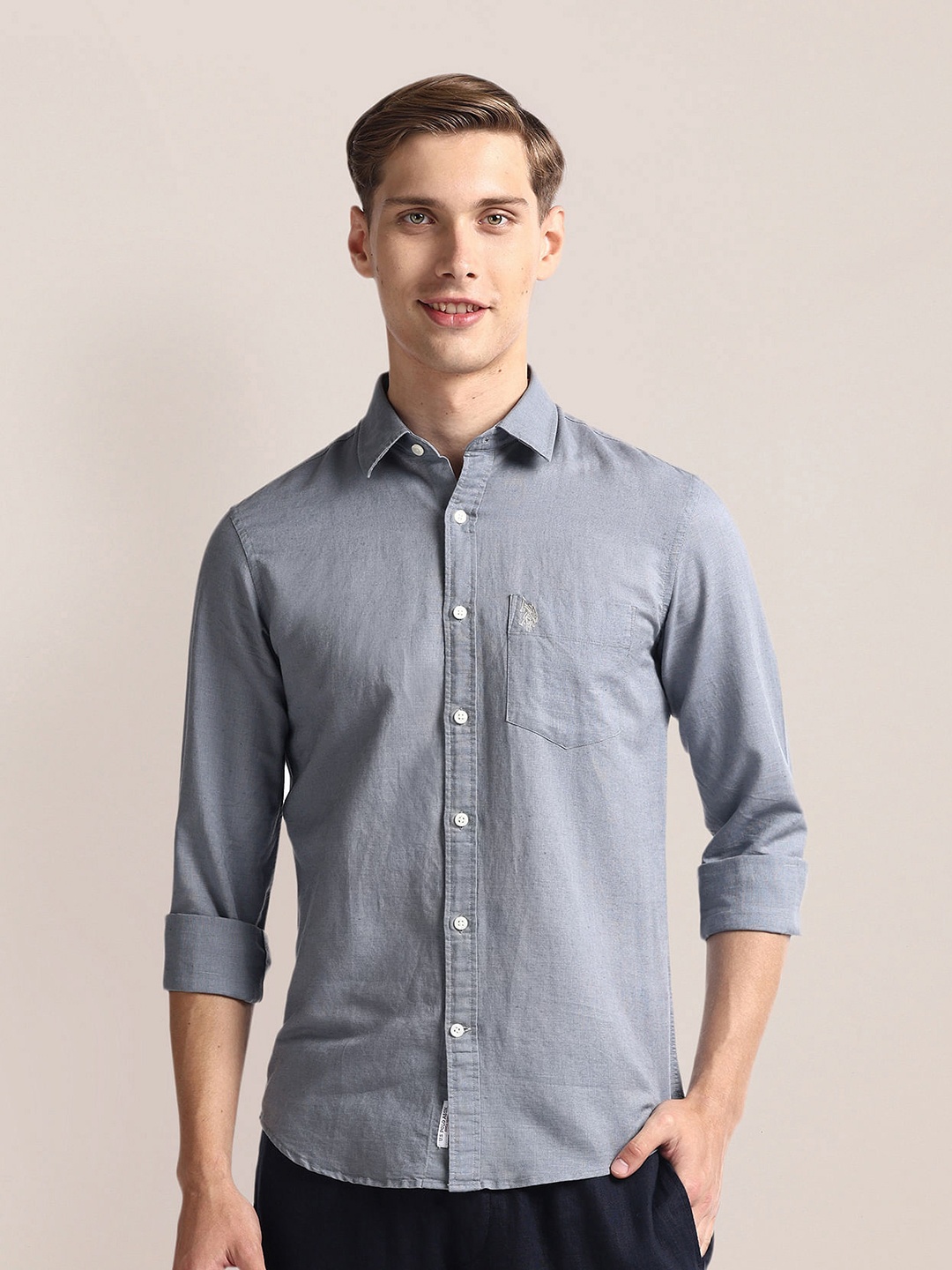 

U.S. Polo Assn. Spread Collar Tailored Regular Fit Casual Shirt, Grey