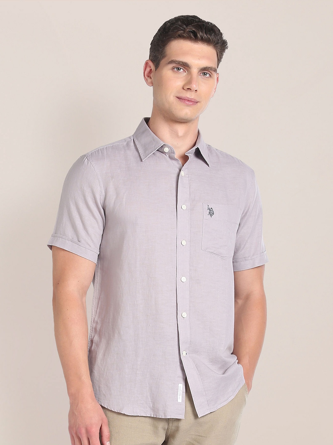 

U.S. Polo Assn. Linen Casual Shirt, Purple