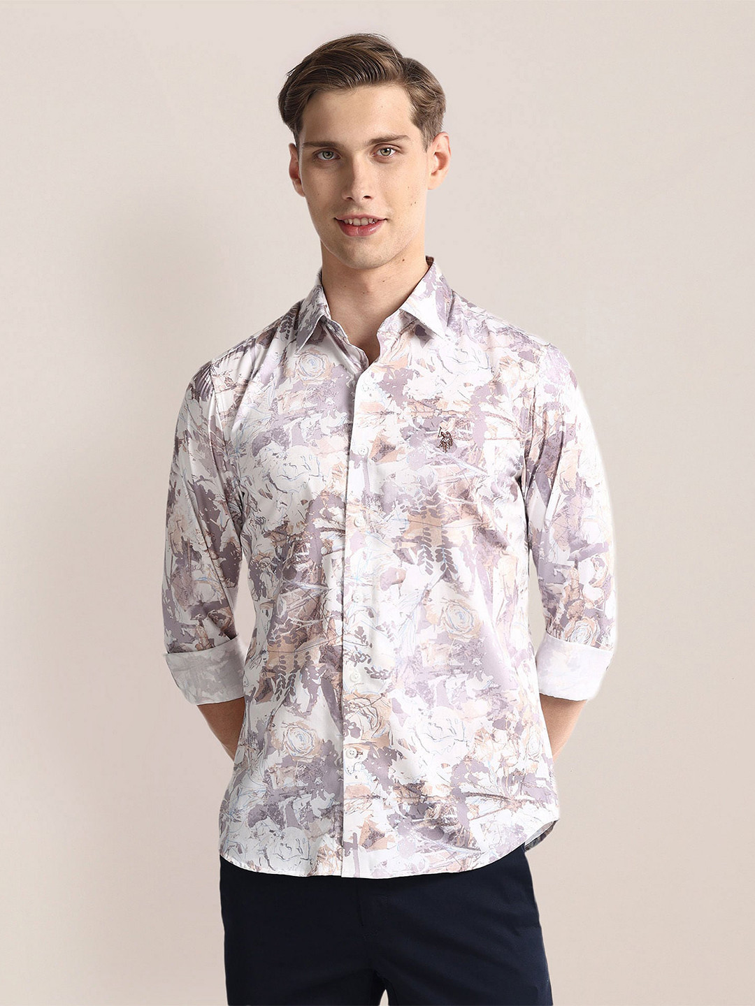 

U.S. Polo Assn. Floral Cotton Printed Casual Shirt, Brown