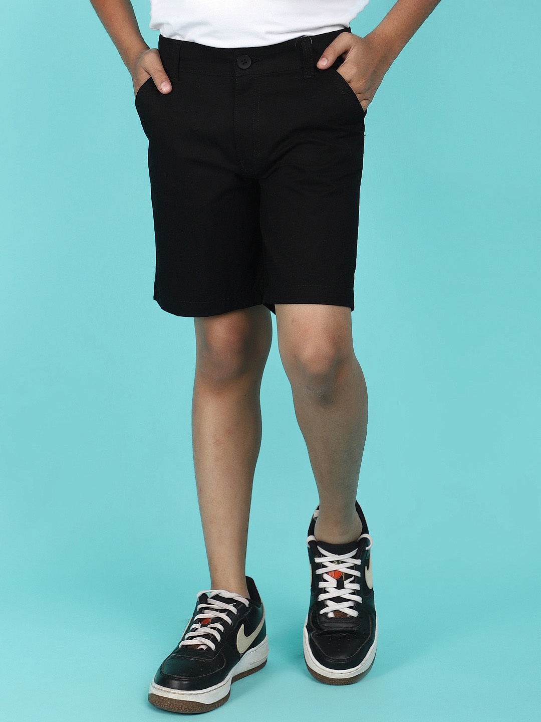 

V-Mart Boys Mid Rise Twill Cotton Shorts, Black
