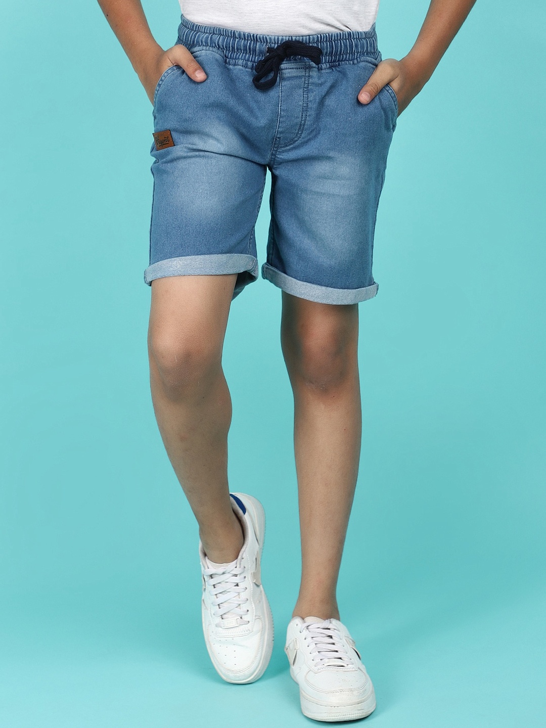 

V-Mart Boys Washed Cotton Denim Shorts, Blue