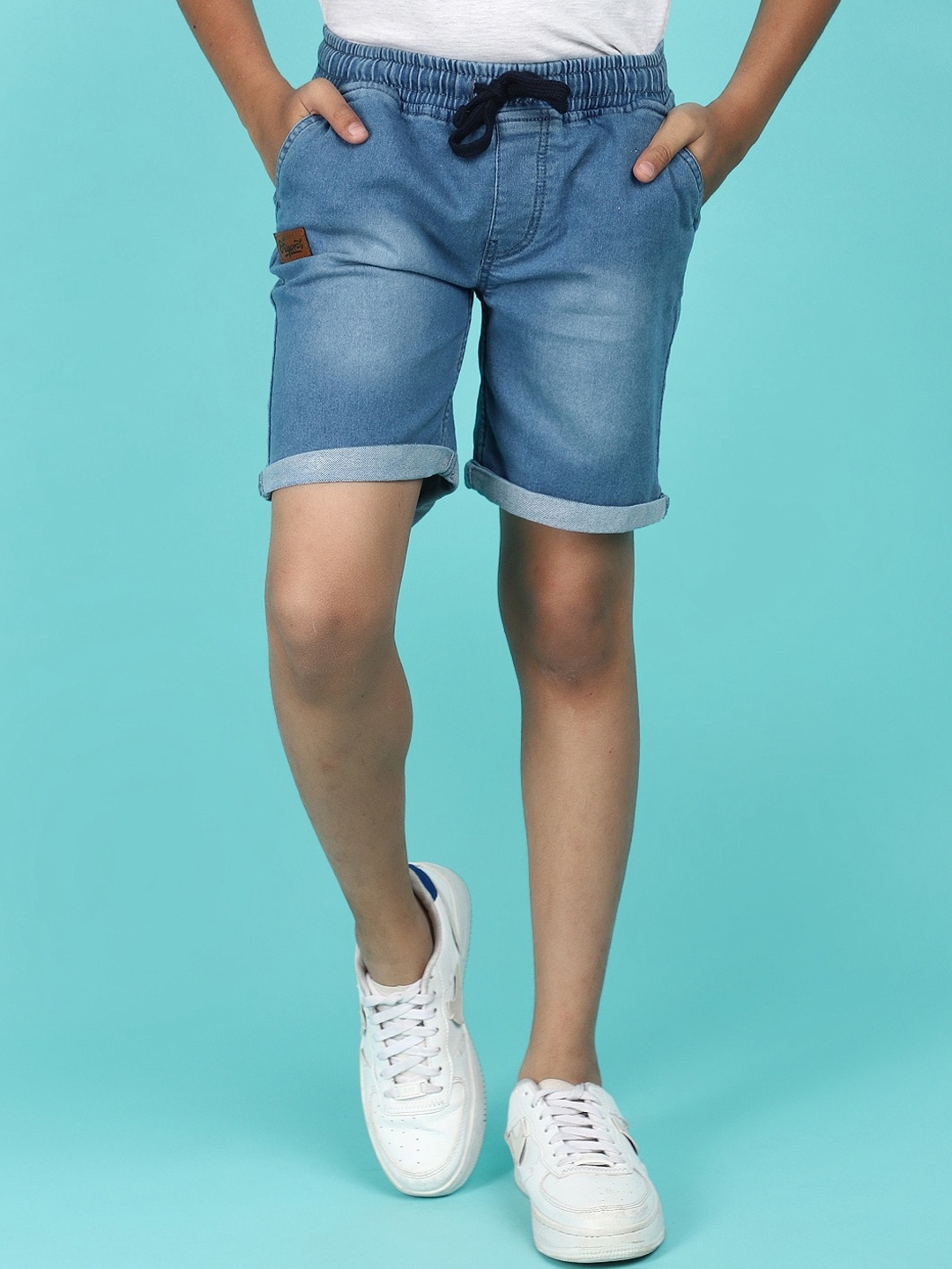 

V-Mart Boys Washed Cotton Denim Shorts, Blue