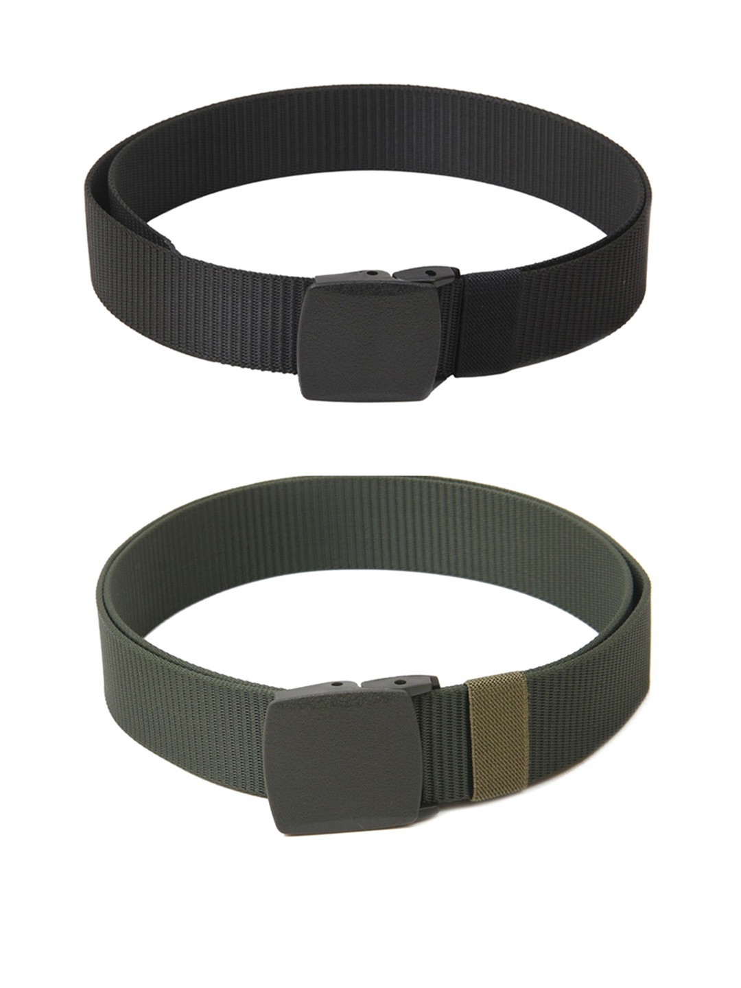 

Calvadoss Men Set Of 2 Textured Belts, Black