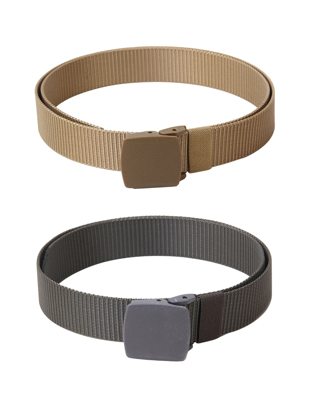 

Calvadoss Men Set Of Textured Canvas Belts, Beige