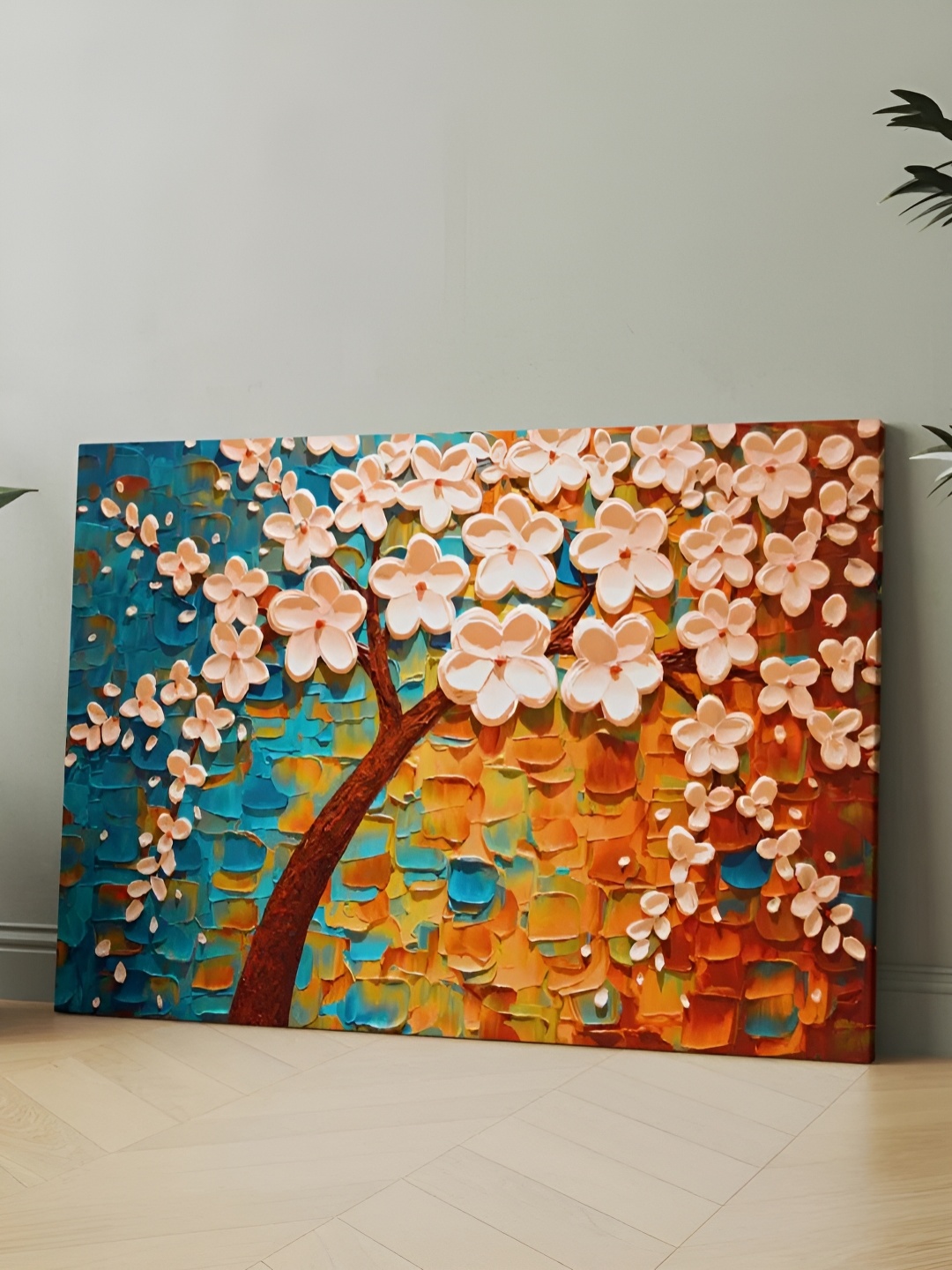 

CLAWCRAFTS Blue & Orange Wooden Painting Wall Art
