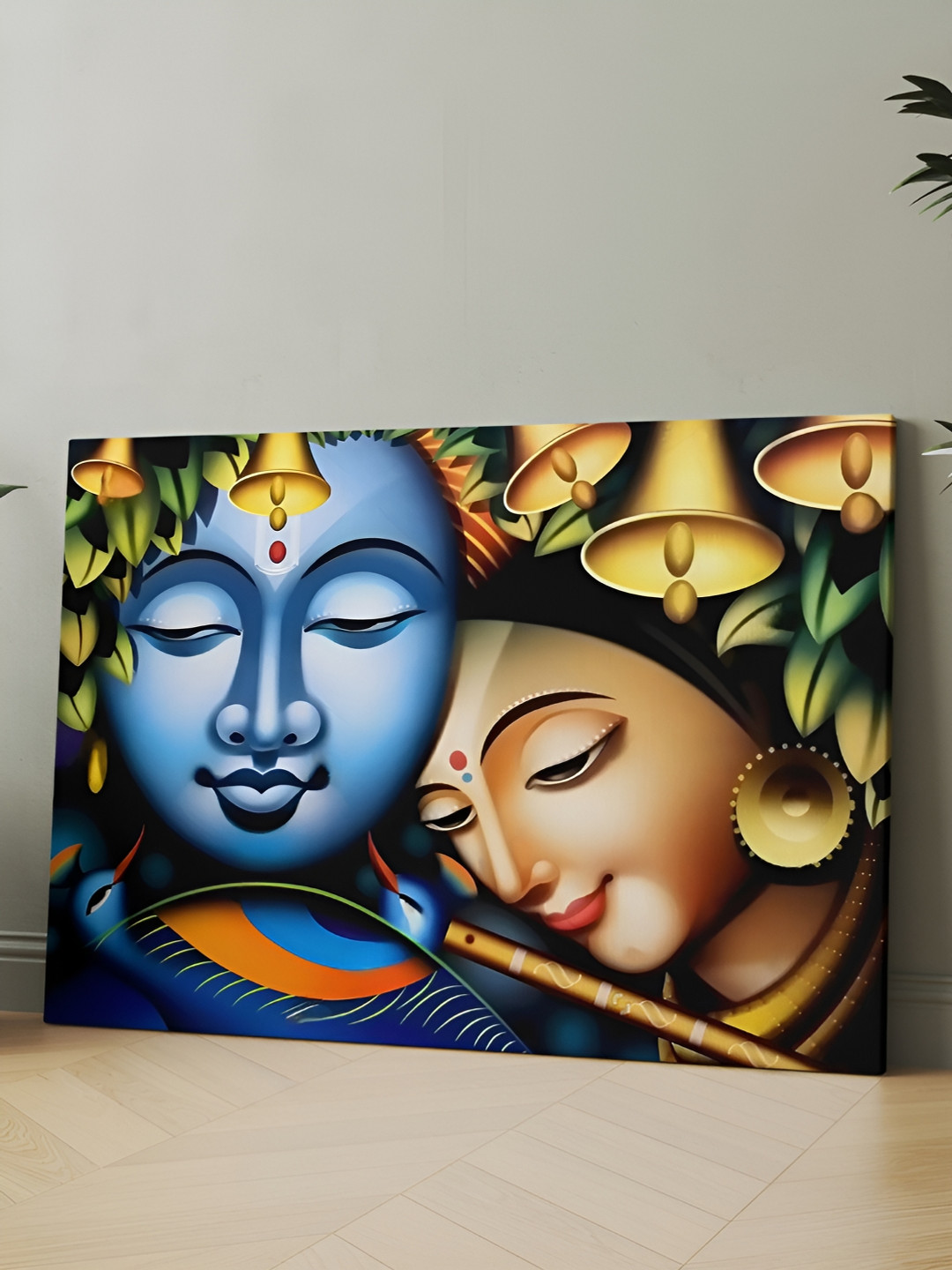 

CLAWCRAFTS Blue & Beige Wooden Painting Wall Art