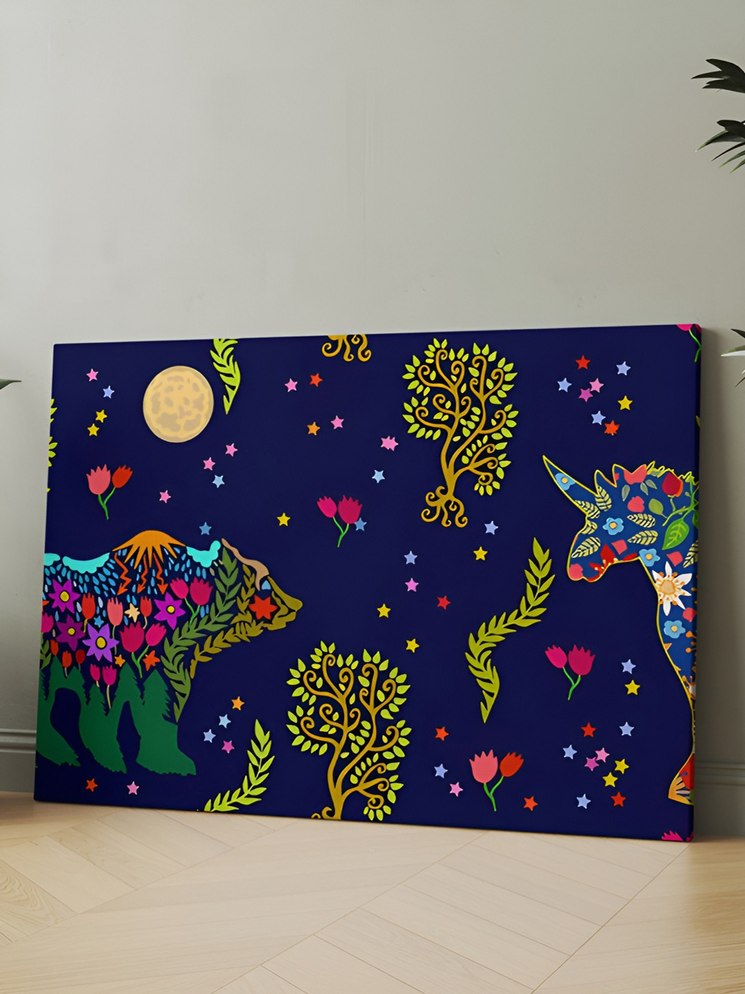 

CLAWCRAFTS Blue & Yellow Canvas Painting Wall Art