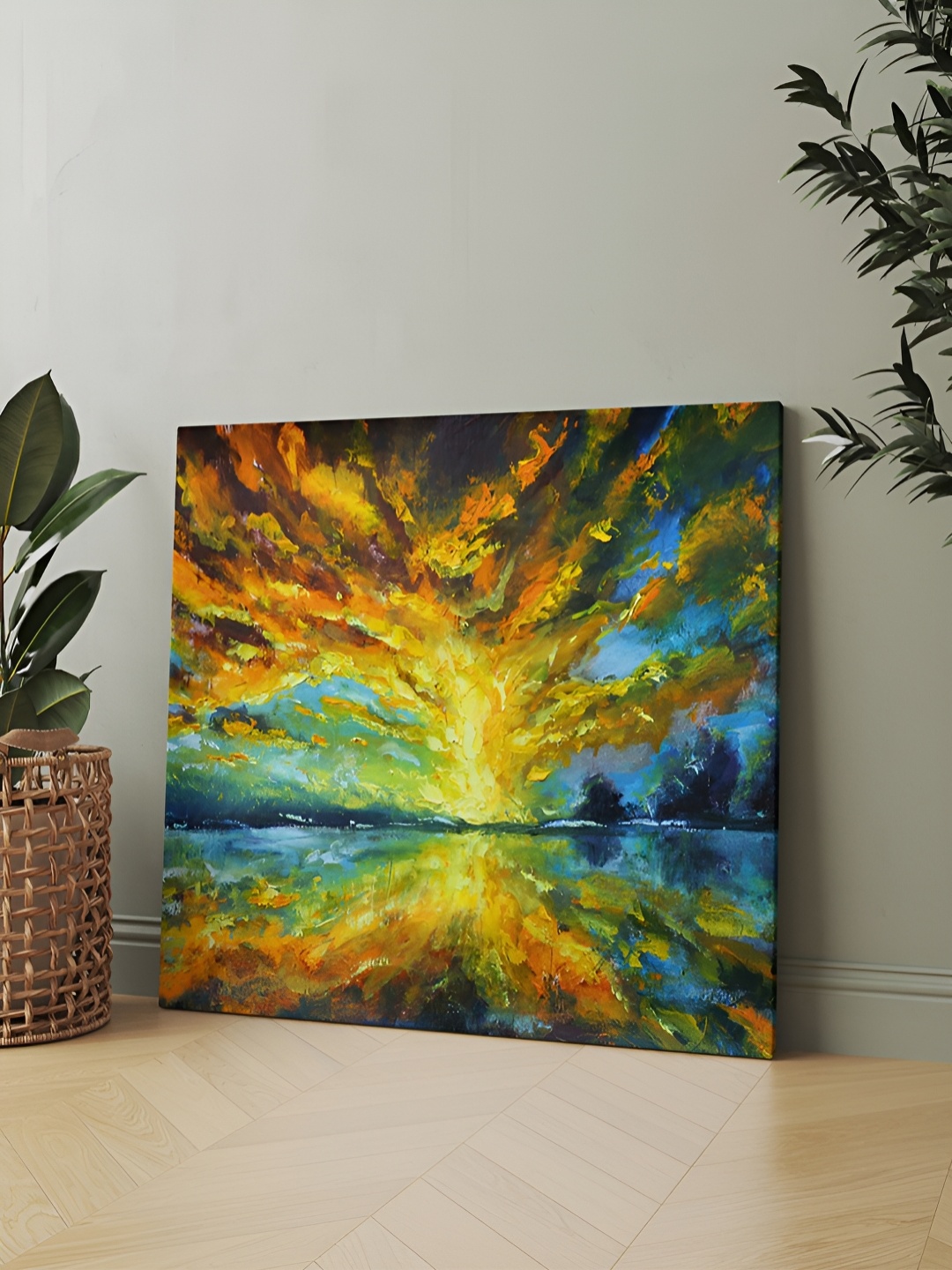 

CLAWCRAFTS Blue & Green Wooden Painting Wall Art