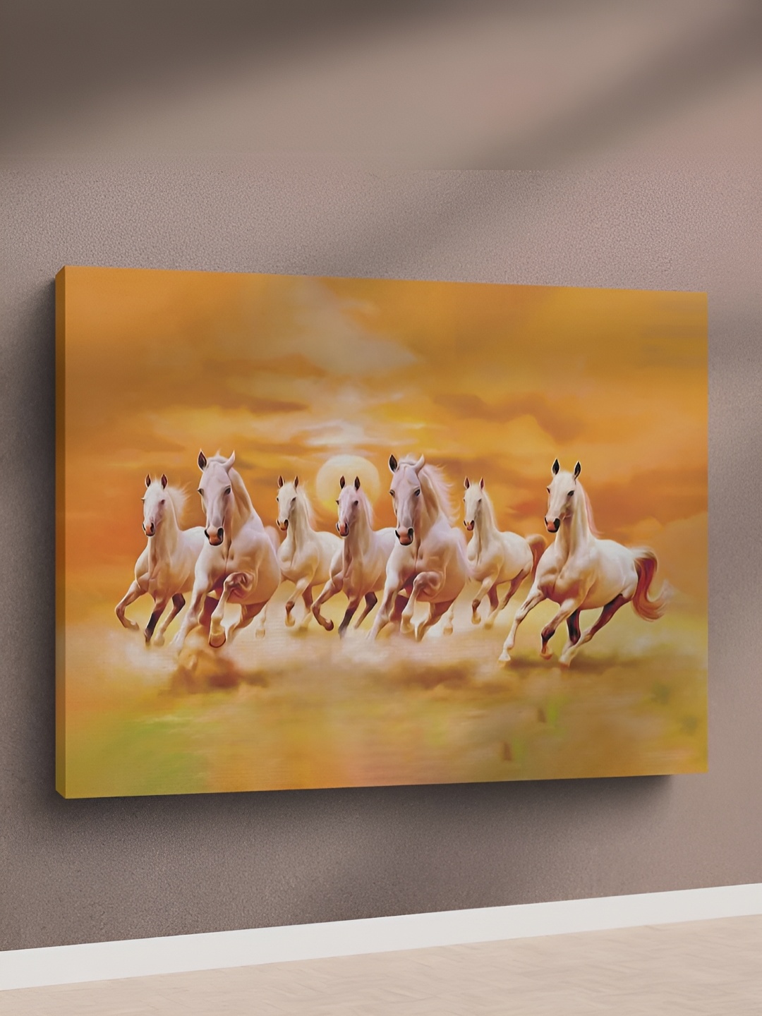 

CLAWCRAFTS White & Yellow Canvas Animals Painting Wall Art