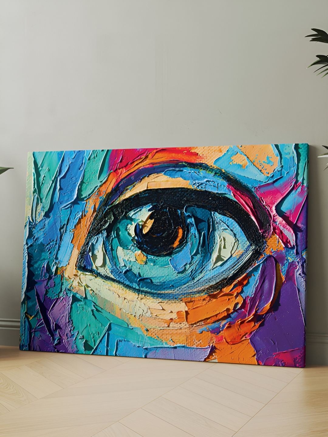 CLAWCRAFTS Blue & Yellow Canvas Painting Wall Art