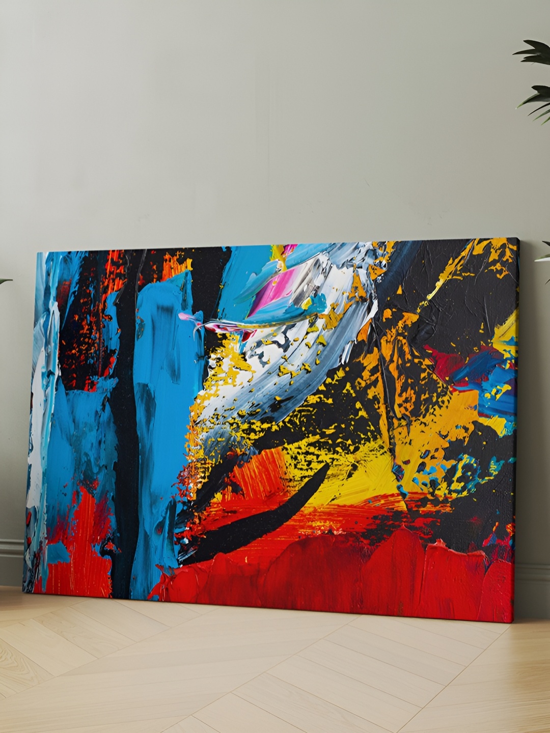 

CLAWCRAFTS Blue & Yellow Canvas Painting Wall Art
