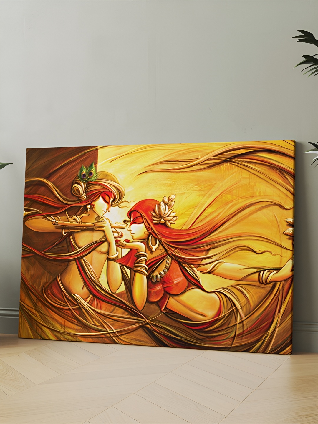 

CLAWCRAFTS Yellow & Red Canvas Religious Painting Wall Art