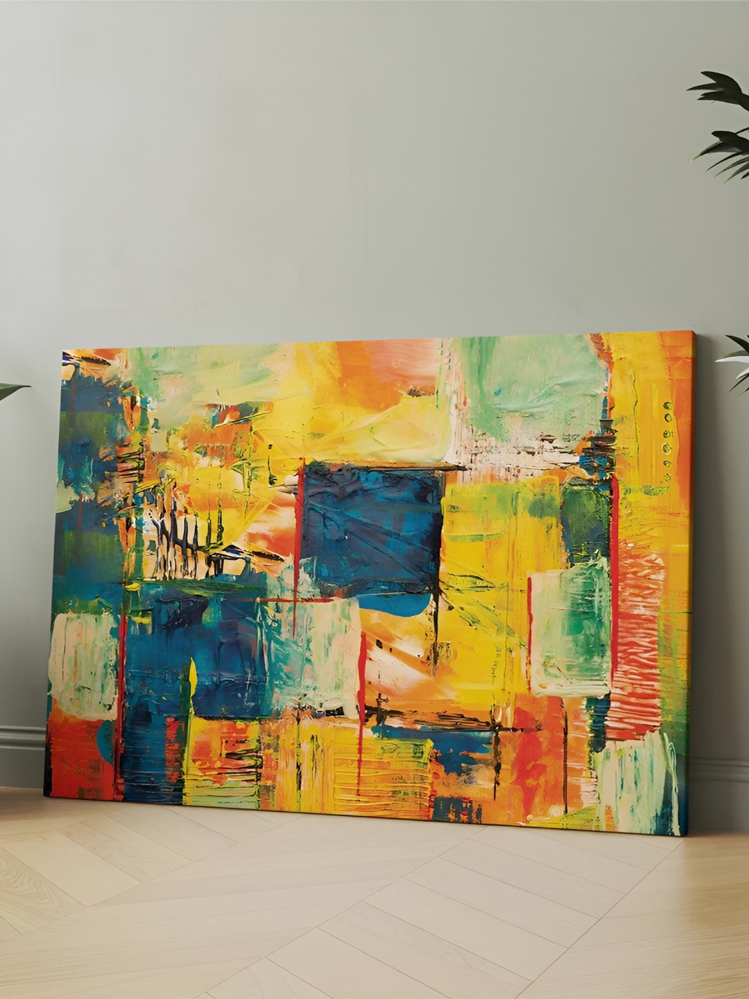 

CLAWCRAFTS Yellow & Green Wooden Painting Wall Art