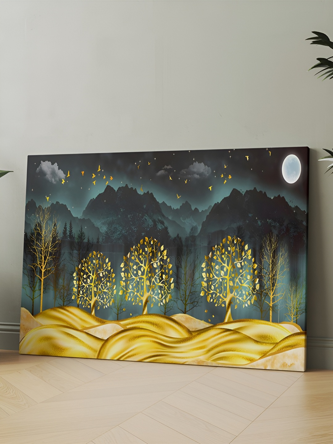 

CLAWCRAFTS Green & Blue Wooden Painting Wall Art
