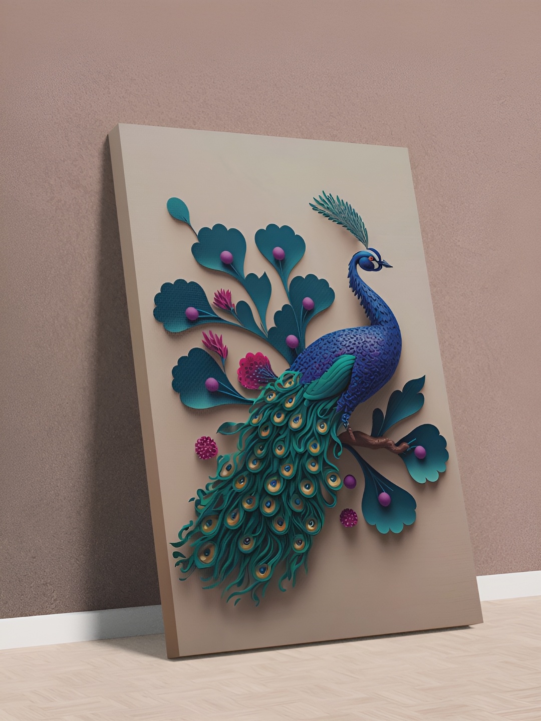 

CLAWCRAFTS Blue & Green Canvas Bird Painting Wall Art