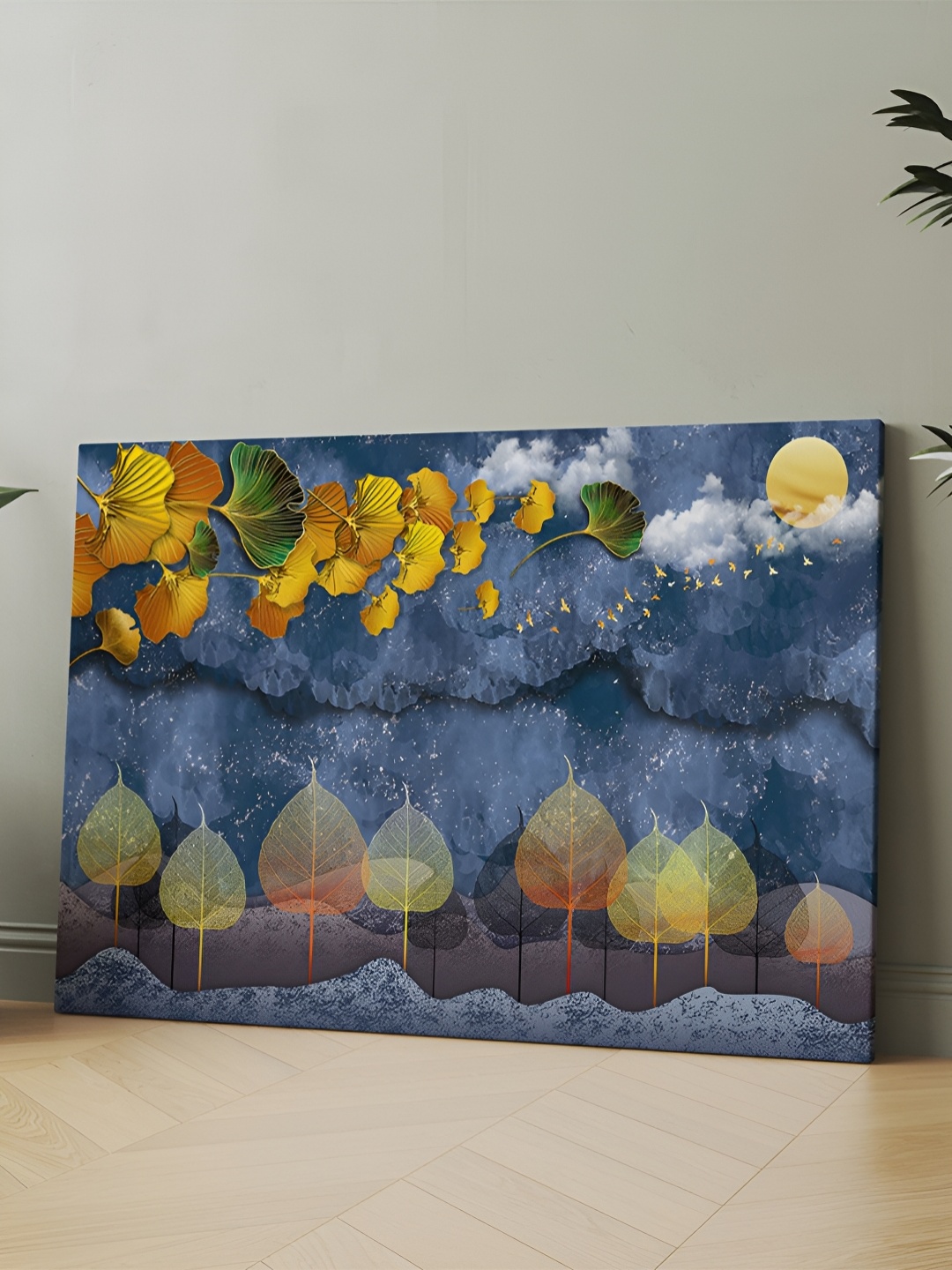 

CLAWCRAFTS Blue Wooden Abstract Painting Wall Art
