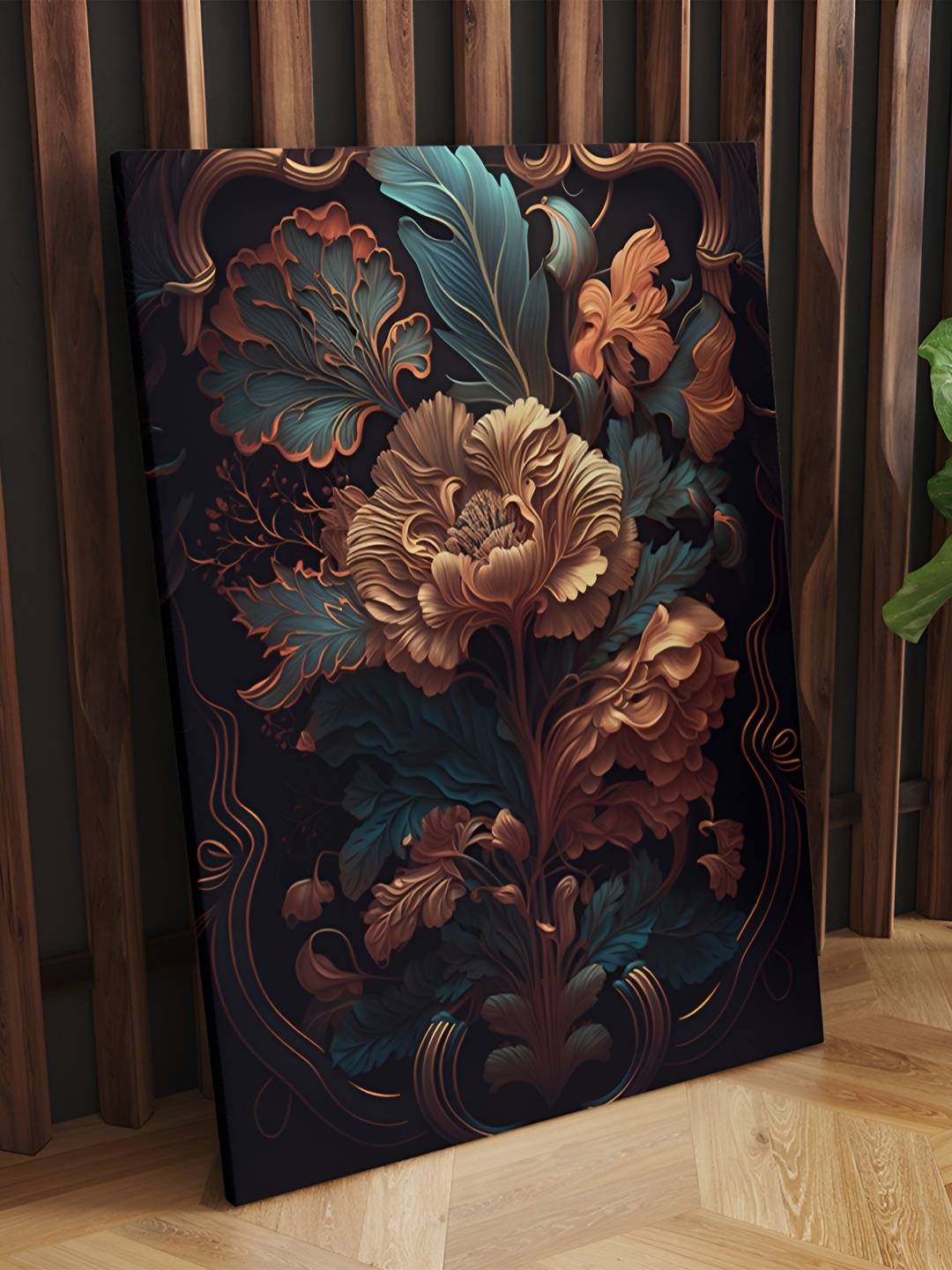 

CLAWCRAFTS Brown & Blue Wooden Painting Wall Art