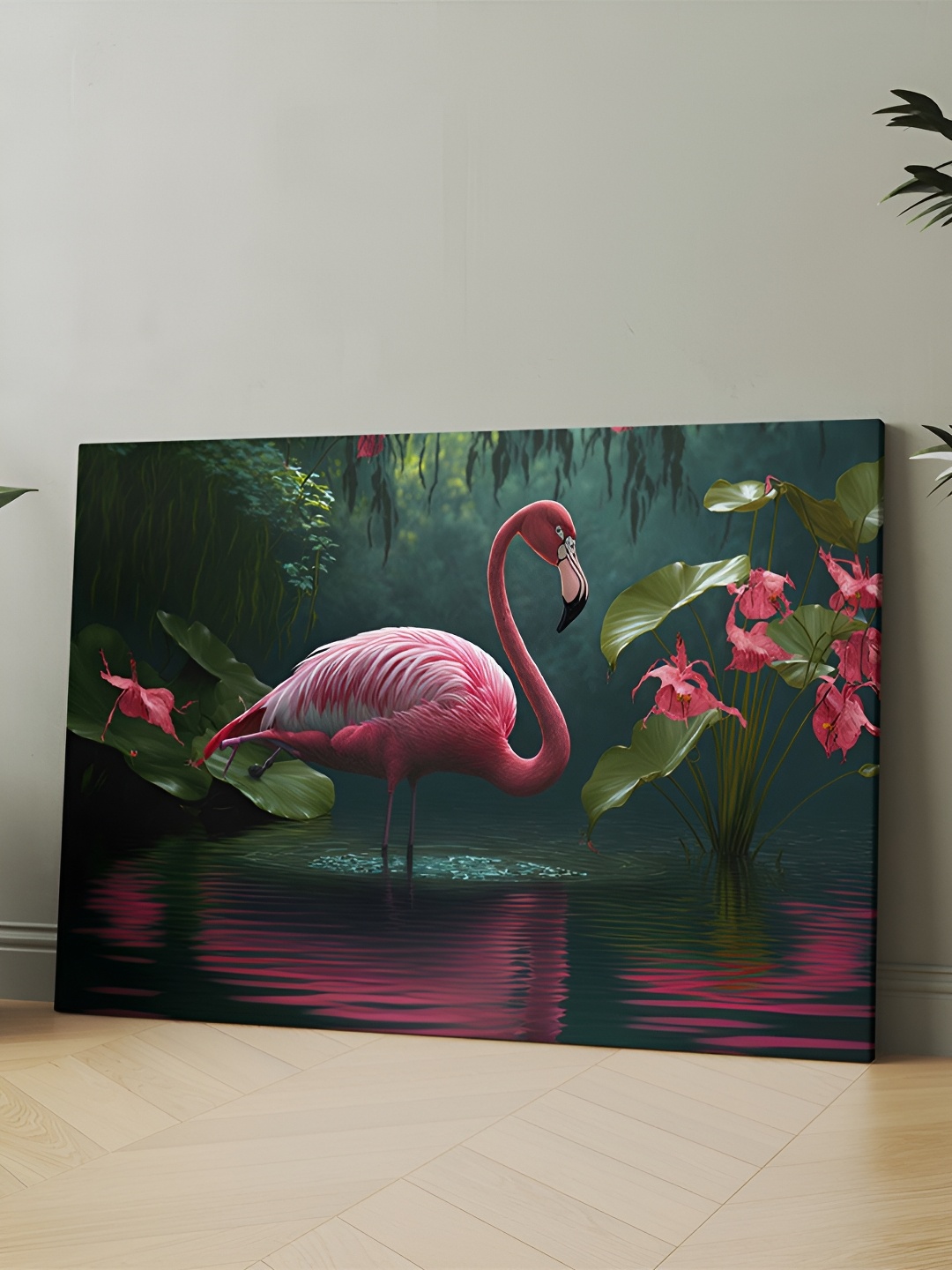 

CLAWCRAFTS Pink &n Green Wooden Painting Wall Art