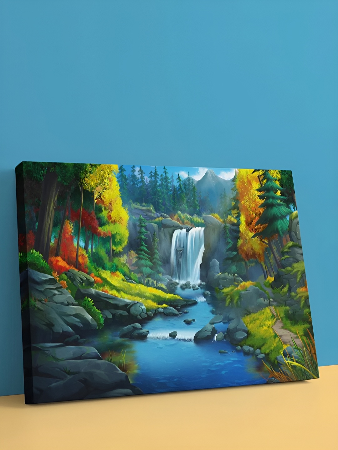 

CLAWCRAFTS Blue & Yellow Canvas Botanical Painting Wall Art