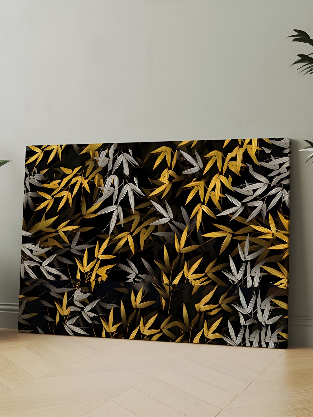 

CLAWCRAFTS Black Wooden Floral Painting Wall Art
